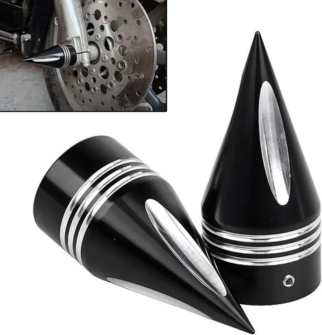 Axle Nut Covers 3.6" Front Axle Nut Cover Cap Spike Front Axle Caps Fit for Harley Touring Electra Glide Road Glide 2000-2007 Dyna Low Rider/Low Rider/Super Glide 2004-2007, Chrome in Saudi Arabia