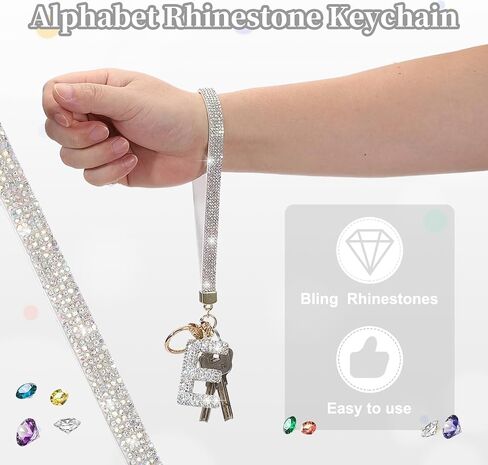 uxcell key -keykain for women ، alphabet alphabet alphabet سلسلة مفاتيح سلسلة مفاتيح براقة مع قلب لحقيبة الظهر in Kuwait