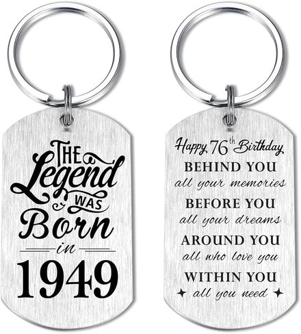 Yobent 76th Birthday Gifts for Men 1949, Happy 76th Birthday Keychain, 76 Year Old Birthday Gift for Male Man, The Legend was Born in 1949 in Saudi Arabia