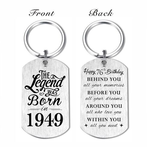 Yobent 76th Birthday Gifts for Men 1949, Happy 76th Birthday Keychain, 76 Year Old Birthday Gift for Male Man, The Legend was Born in 1949 in Saudi Arabia
