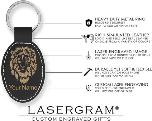 LaserGram Oval Keychain, French Horn, Personalized Engraving Included in Saudi Arabia
