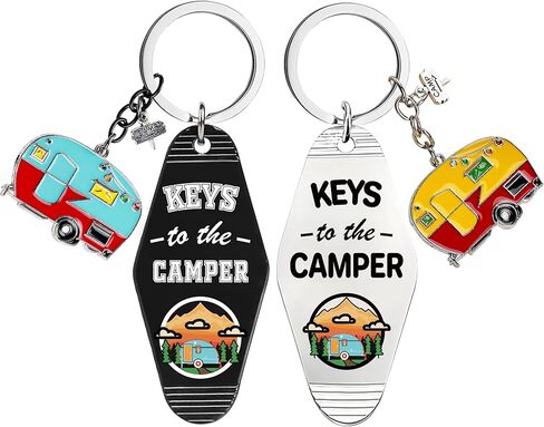 هدايا سلسلة Camper Keychain للنساء - 2 PCS Memorial RV Camping Accessories ، حاضرون عشاق المخيمات مقطورات السفر in Saudi Arabia