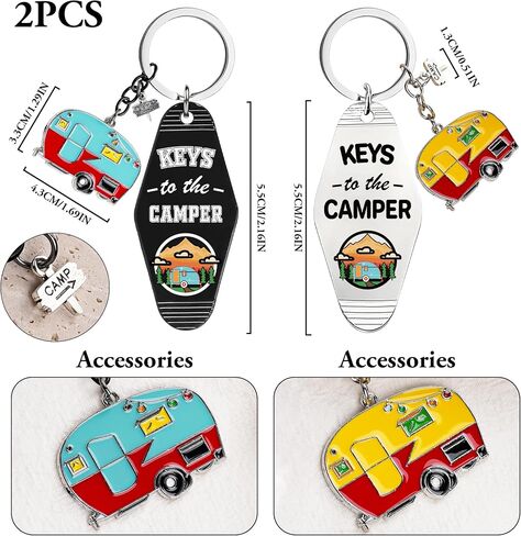 هدايا سلسلة Camper Keychain للنساء - 2 PCS Memorial RV Camping Accessories ، حاضرون عشاق المخيمات مقطورات السفر in Saudi Arabia