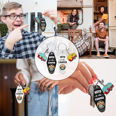 هدايا سلسلة Camper Keychain للنساء - 2 PCS Memorial RV Camping Accessories ، حاضرون عشاق المخيمات مقطورات السفر in Saudi Arabia