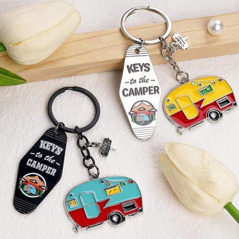 هدايا سلسلة Camper Keychain للنساء - 2 PCS Memorial RV Camping Accessories ، حاضرون عشاق المخيمات مقطورات السفر in Saudi Arabia