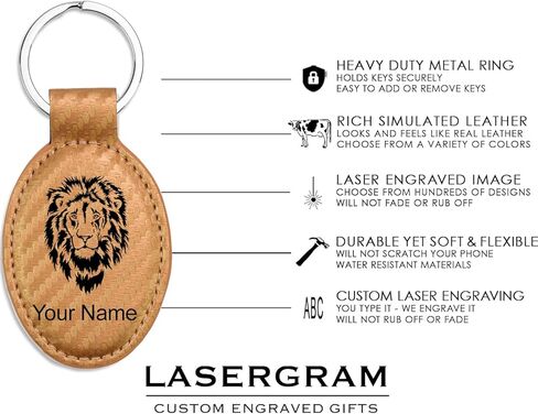 LaserGram Oval Keychain, French Horn, Personalized Engraving Included in Saudi Arabia