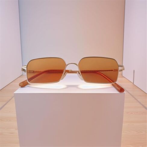 ADE WU Trendy Hexagon Rectangle Sunglasses for Women Cute Chic Gold Metal Rectangular Sun Glasses with Tinted Lense in Saudi Arabia
