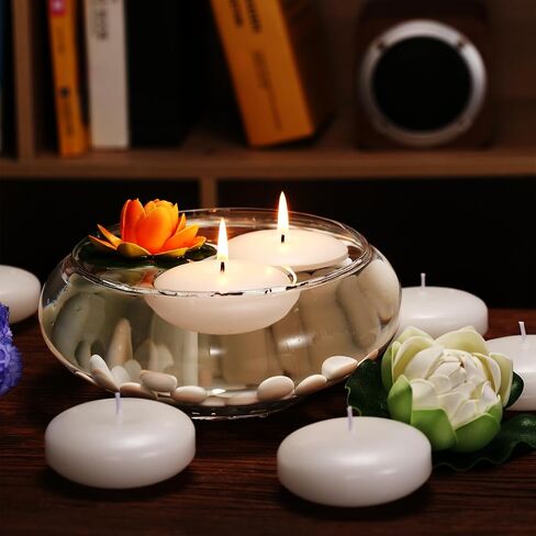 36 Pack Floating Candles, 3" White Unscented Dripless Wax Burning Candles, for Weddings, Party, Cylinder Vases, and Home Decorations in Saudi Arabia