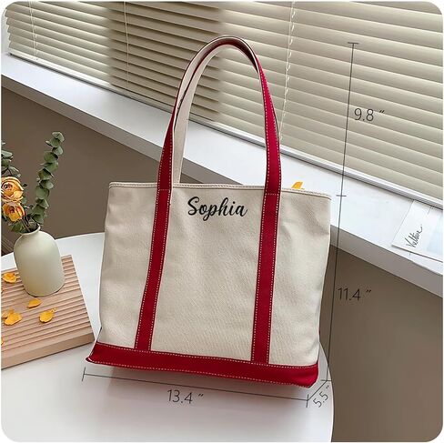 Ulico Personalized Canvas Embroidered Name Tote Bags,Custom Blank Tote Bag for Women,Daily Essentials, Groceries, Traveling in Kuwait