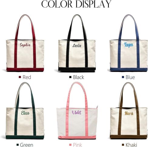 Ulico Personalized Canvas Embroidered Name Tote Bags,Custom Blank Tote Bag for Women,Daily Essentials, Groceries, Traveling in Kuwait