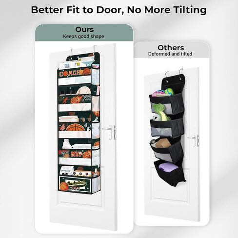 Clastyle Gray Ball Kids Over the Door Organizer مع 5 جيوب كبيرة من منظم تخزين معلقة للملابس لملابس لعبة كرة السلة لكرة السلة. in Saudi Arabia