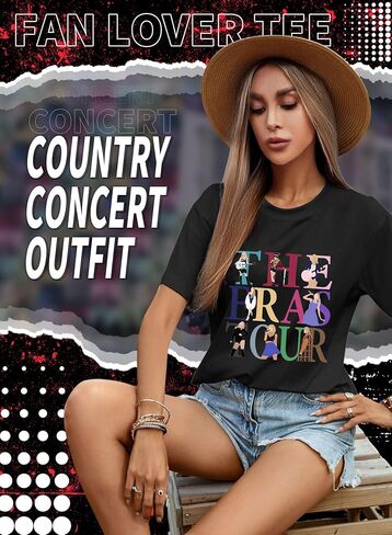 EVELUST Womens Country Concert Shirt - Cute Music Festival Graphic Tee World Tour Outfits Fan Lover Casual Letter Print Top in Kuwait
