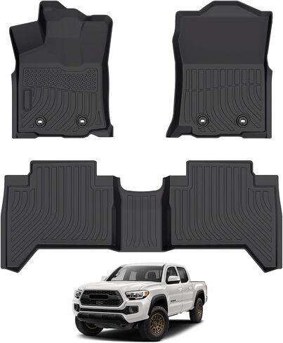 Floor Mats for 2018-2023 Toyota Tacoma SR | SR5 | TRD Off-Road | TRD Pro | Limited Double Cab & Automatic Transmission, All Weather TPE Floor Liners, Front & 2nd Row Waterproof Car Interior Mats in Saudi Arabia