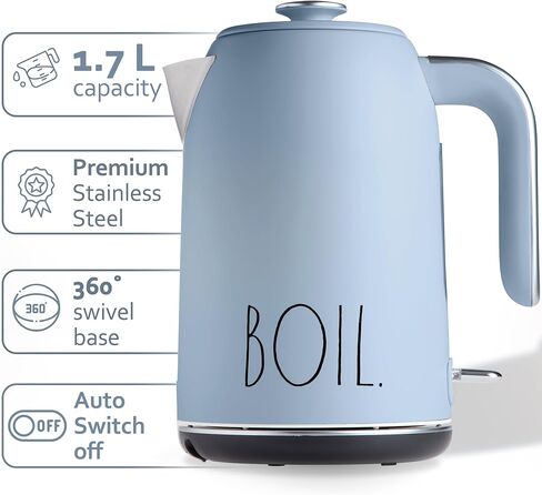 Rae Dunn Electric Water Kettle - Stainless Steel Coffee Maker, Tea Kettle, Electric Hot Water Kettle with Automatic Shut Off Boil-Dry Protection, 1500 Watt Boiling Power, 1.7 Liters, Cream in Kuwait