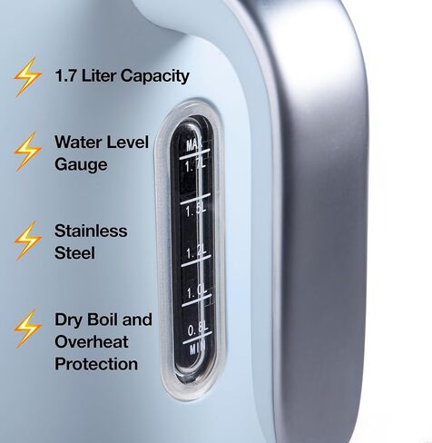 Rae Dunn Electric Water Kettle - Stainless Steel Coffee Maker, Tea Kettle, Electric Hot Water Kettle with Automatic Shut Off Boil-Dry Protection, 1500 Watt Boiling Power, 1.7 Liters, Cream in Kuwait