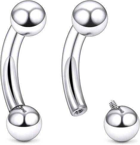Ruifan 20g 18g 16g 14g 12g 8g 6g 4g 2g Rook Piercing Jewelry Titanium Internally Threaded Curved Barbell Eyebrow PA Tragus Helix Conch Lobe Earrings Lip Rings Body Piercing Jewelry For Women Men in Saudi Arabia