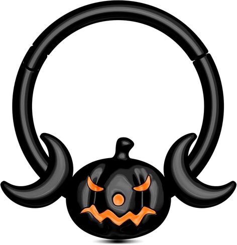 CM Crareesi Mania Pumpkin Septum Ring Halloween Segment Nose Ring Hoop 316L Surgical Steel Gothic Septum Piercing Jewelry Spooky Daith Earrings for Women Men in Saudi Arabia