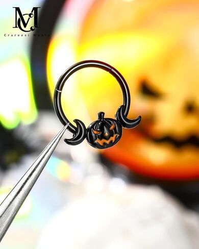 CM Crareesi Mania Pumpkin Septum Ring Halloween Segment Nose Ring Hoop 316L Surgical Steel Gothic Septum Piercing Jewelry Spooky Daith Earrings for Women Men in Saudi Arabia