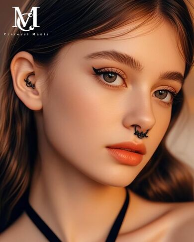 CM Crareesi Mania Pumpkin Septum Ring Halloween Segment Nose Ring Hoop 316L Surgical Steel Gothic Septum Piercing Jewelry Spooky Daith Earrings for Women Men in Saudi Arabia
