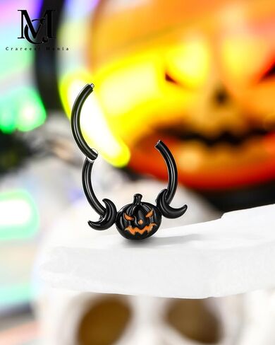 CM Crareesi Mania Pumpkin Septum Ring Halloween Segment Nose Ring Hoop 316L Surgical Steel Gothic Septum Piercing Jewelry Spooky Daith Earrings for Women Men in Saudi Arabia