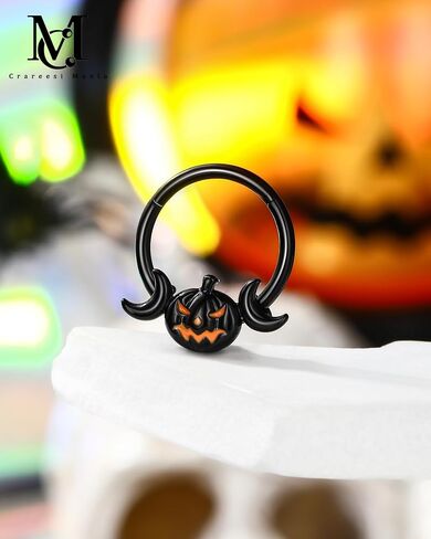 CM Crareesi Mania Pumpkin Septum Ring Halloween Segment Nose Ring Hoop 316L Surgical Steel Gothic Septum Piercing Jewelry Spooky Daith Earrings for Women Men in Saudi Arabia