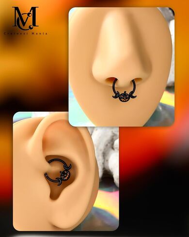 CM Crareesi Mania Pumpkin Septum Ring Halloween Segment Nose Ring Hoop 316L Surgical Steel Gothic Septum Piercing Jewelry Spooky Daith Earrings for Women Men in Saudi Arabia
