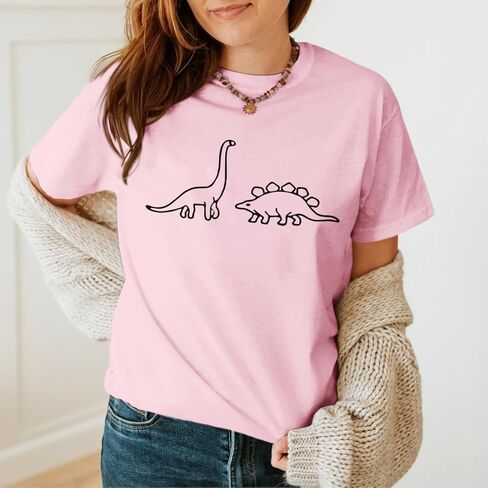 Dinosaur Shirt Women Cute Graphic Tees Funny Dino Shirts for Teen Girls Cartoon Printed Cotton Tshirts Aesthetic Tops in Kuwait