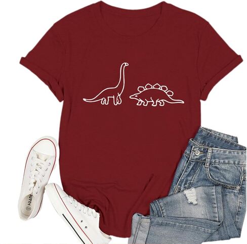 Dinosaur Shirt Women Cute Graphic Tees Funny Dino Shirts for Teen Girls Cartoon Printed Cotton Tshirts Aesthetic Tops in Kuwait