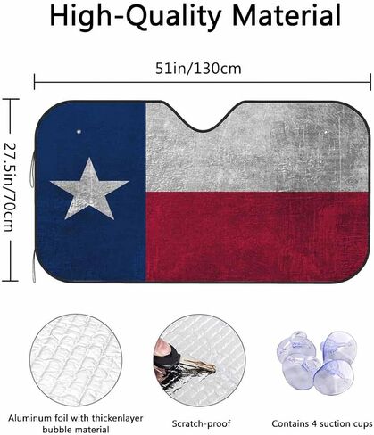 Texas Flag Front Windshield Sun Shown Accordion قابلة للطي Auto Sunshade للسيارة شاحنة سيارات الدفع الرباعي UV أشعة الشمس واقي in Kuwait