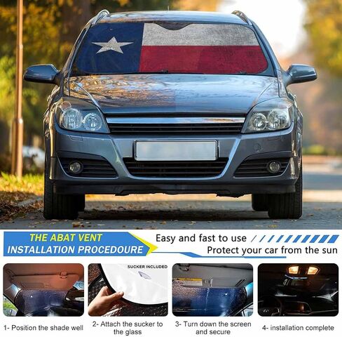 Texas Flag Front Windshield Sun Shown Accordion قابلة للطي Auto Sunshade للسيارة شاحنة سيارات الدفع الرباعي UV أشعة الشمس واقي in Kuwait