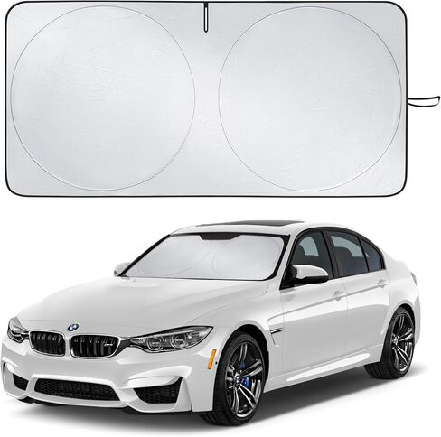 Car Windshield Sun Shade Easy to Install, Double Layer Design, Blocks 99% UV Rays, Keeps Car Cooler Small (59 x 29 inches) in Saudi Arabia