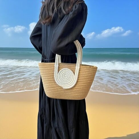 Woven Bag for Women Vibrant Cotton Rope Handbag Chic Large Tote for Women, Stylish Carryall & Shoulder Bag in Kuwait