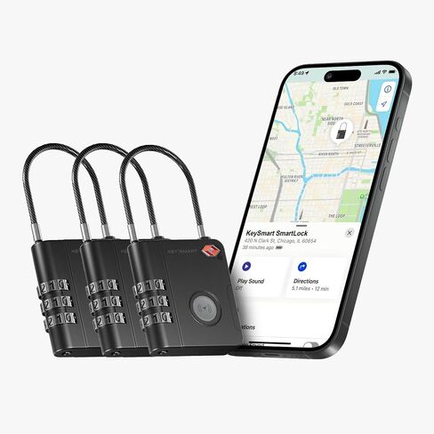 KeySmart Smartlock Tracking Laggage Locks TSA معتمدة - متوافقة مع Apple Find My App ، Tracker Bluetooth GPS ، مقاومة للماء ، قفل حقائبك وتتبعها in Kuwait