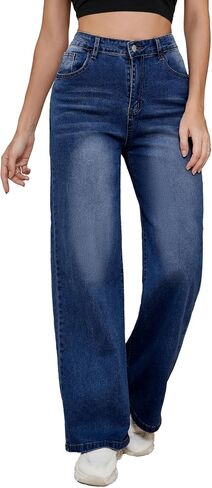 LaiyiVic Wide Leg Jeans for Women High Waisted Stretchy Straight Pants Leg Boyfriend Baggy Jeans in Kuwait