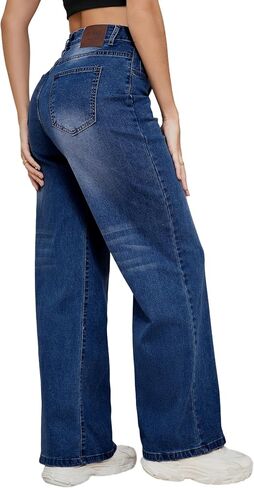 LaiyiVic Wide Leg Jeans for Women High Waisted Stretchy Straight Pants Leg Boyfriend Baggy Jeans in Kuwait