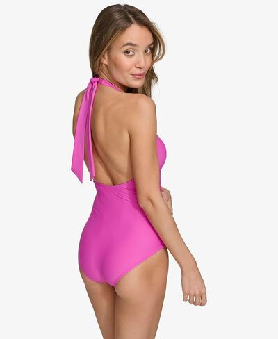 DKNY Women's Triangle Halter Neck One Piece Swimsuit with Tummy Control in Saudi Arabia