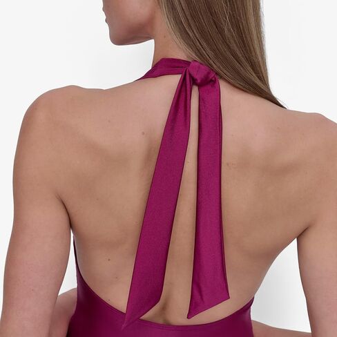 DKNY Women's Triangle Halter Neck One Piece Swimsuit with Tummy Control in Saudi Arabia