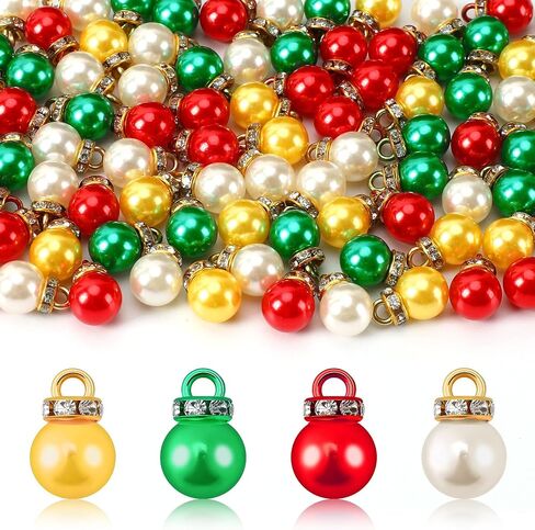 Jansun 90pcs عيد الميلاد الكرات الصغيرة الحلي الزخارف متعددة الألوان المقلدة لؤلؤة المعلقات المصغرة شجرة عيد الميلاد معلقة زخارف كرات لامعة صغيرة لعطل in Kuwait