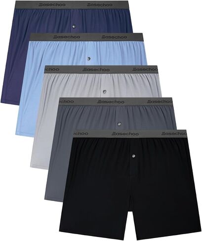 Mens Underwear,Rayon Made from Bamboo Boxers for Men,Breathable and Cool,Ultra Soft Men's Boxer Shorts,5 Pack in Saudi Arabia