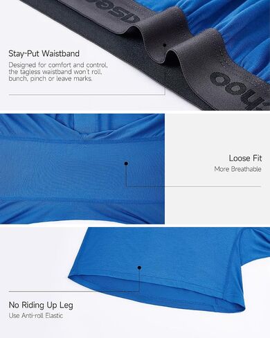 Mens Underwear,Rayon Made from Bamboo Boxers for Men,Breathable and Cool,Ultra Soft Men's Boxer Shorts,5 Pack in Saudi Arabia