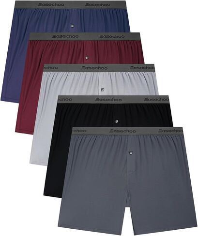 Mens Underwear,Rayon Made from Bamboo Boxers for Men,Breathable and Cool,Ultra Soft Men's Boxer Shorts,5 Pack in Saudi Arabia