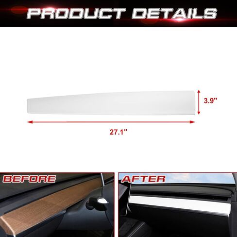 Xotic Tech Center Center Censole Dashboard لوحة غطاء غطاء غطاء الغلاف ، أبيض غير لامع ، متوافق مع Tesla Model 3 2017 2018 2019 2020 2021 2022 2023 ، Model Y 2020 2021 2022 2024 2024 2025 in Kuwait