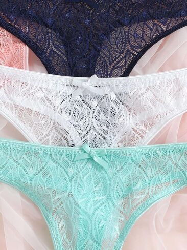 Wdirara Women's 6 Pack Panty Lace Bow Tie Mesh Interies Interies in Saudi Arabia