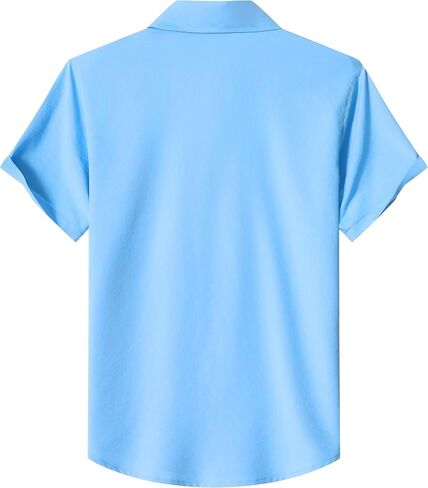 Men's Short Sleeve Button Down Shirts Casual Blending Beach Shirt with Chest Pocket Classic Fit Summer Tops in Saudi Arabia