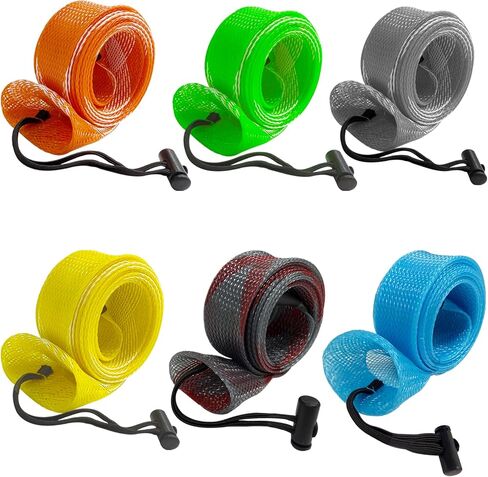 6 Pcs Fishing Rod Sleeve Braided Mesh Fly Fishing Rod Socks Cover, Fishing Pole Protector for Spinning/Casting/Sea Fishing in Saudi Arabia
