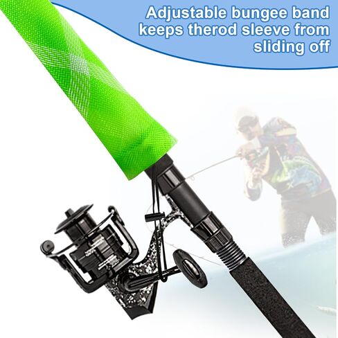 6 Pcs Fishing Rod Sleeve Braided Mesh Fly Fishing Rod Socks Cover, Fishing Pole Protector for Spinning/Casting/Sea Fishing in Saudi Arabia