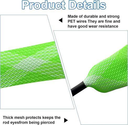 6 Pcs Fishing Rod Sleeve Braided Mesh Fly Fishing Rod Socks Cover, Fishing Pole Protector for Spinning/Casting/Sea Fishing in Saudi Arabia