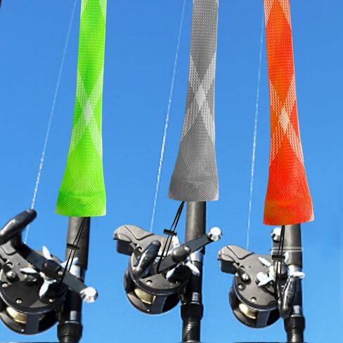 6 Pcs Fishing Rod Sleeve Braided Mesh Fly Fishing Rod Socks Cover, Fishing Pole Protector for Spinning/Casting/Sea Fishing in Saudi Arabia