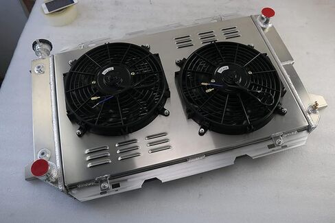 المبرد الألمنيوم لعام 1985-1997 فورد F Super Duty Bronco F150 F250 F350 F53 5.0L 5.8L 7.3 7.5L V8 Engine ، 1986 1987 1988 1989 1990 (3 ROW RADIATORS+2X 12''FAN SWAND+RELAY) in Kuwait