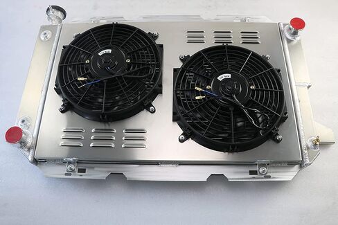 المبرد الألمنيوم لعام 1985-1997 فورد F Super Duty Bronco F150 F250 F350 F53 5.0L 5.8L 7.3 7.5L V8 Engine ، 1986 1987 1988 1989 1990 (3 ROW RADIATORS+2X 12''FAN SWAND+RELAY) in Kuwait